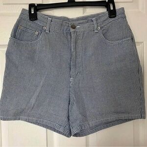 High Waist Blue Gingham Shorts